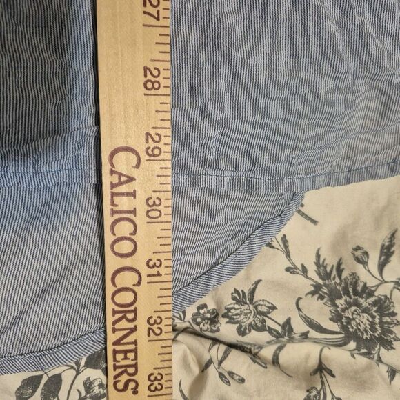 Naked & Famous Men's Cotton Mock Neck Crinkle Horizontal Stripes Shirt Medium - Picture 8 of 8